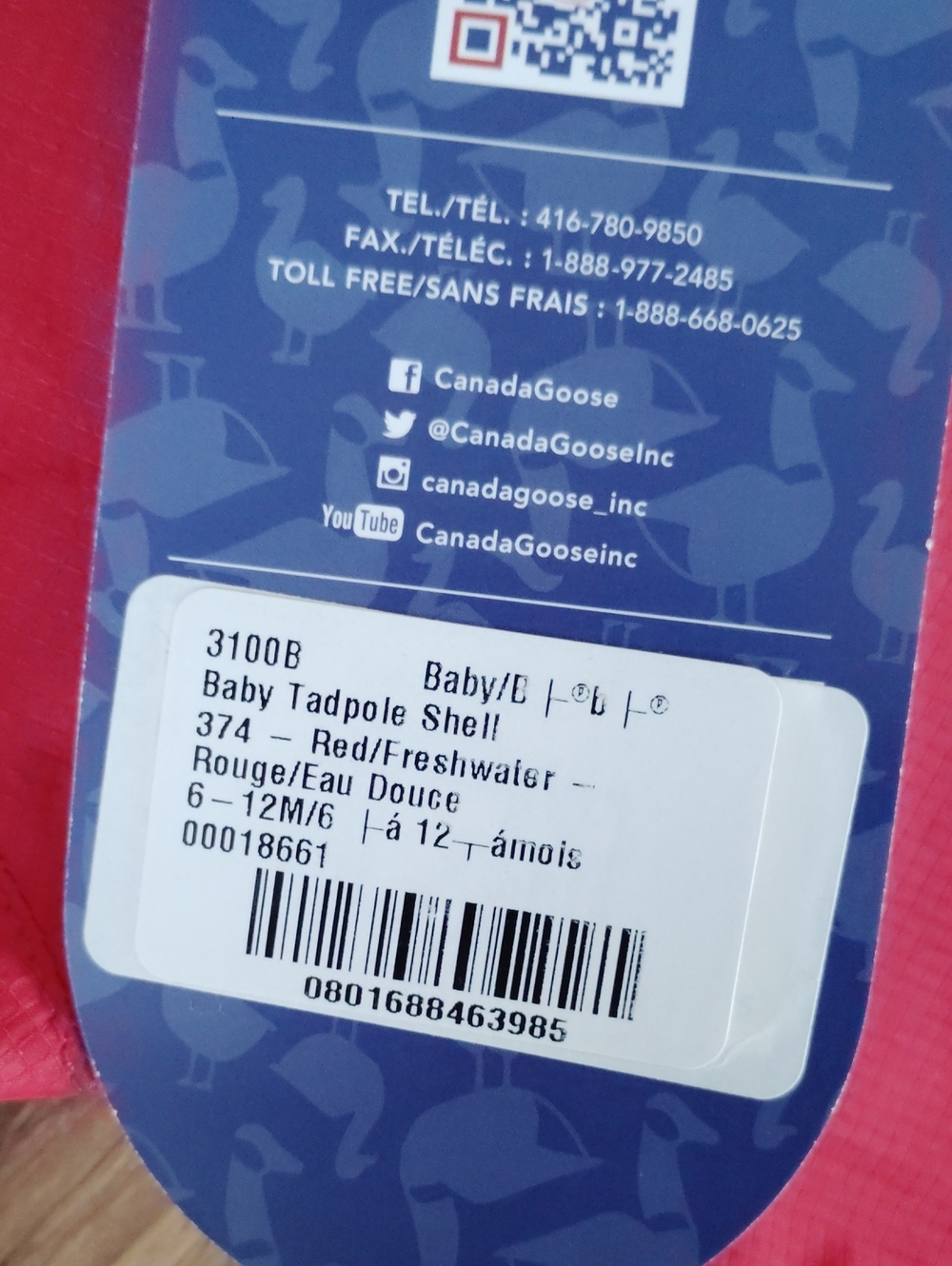 Canada Goose Red Kids Hooded Jacket with Teal Trim - Picture 10 of 12